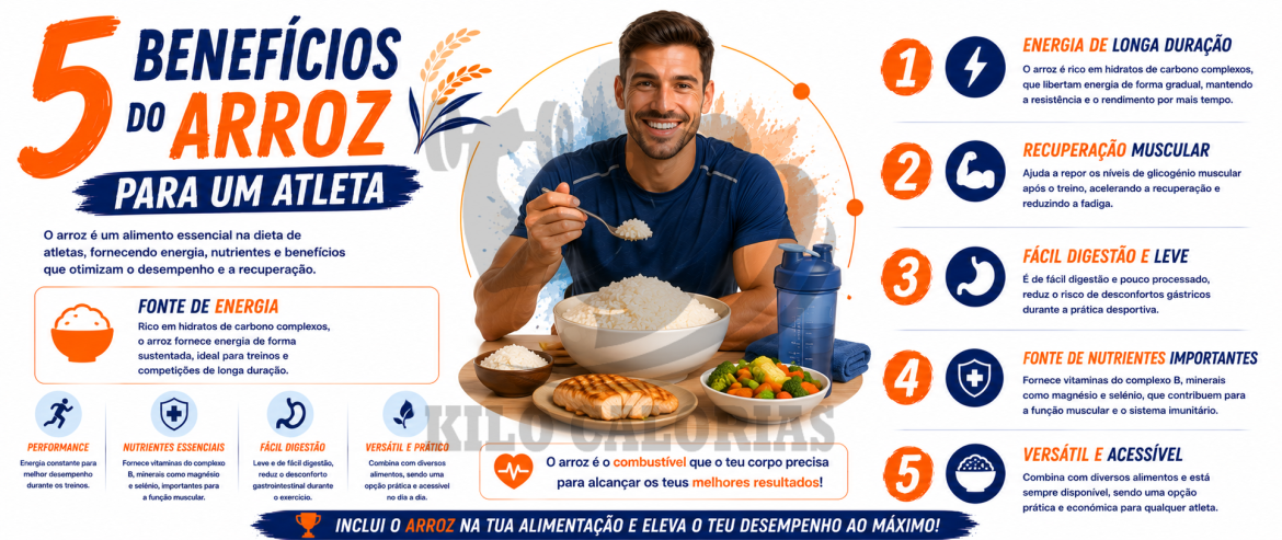 5 Benefícios do arroz para um atleta