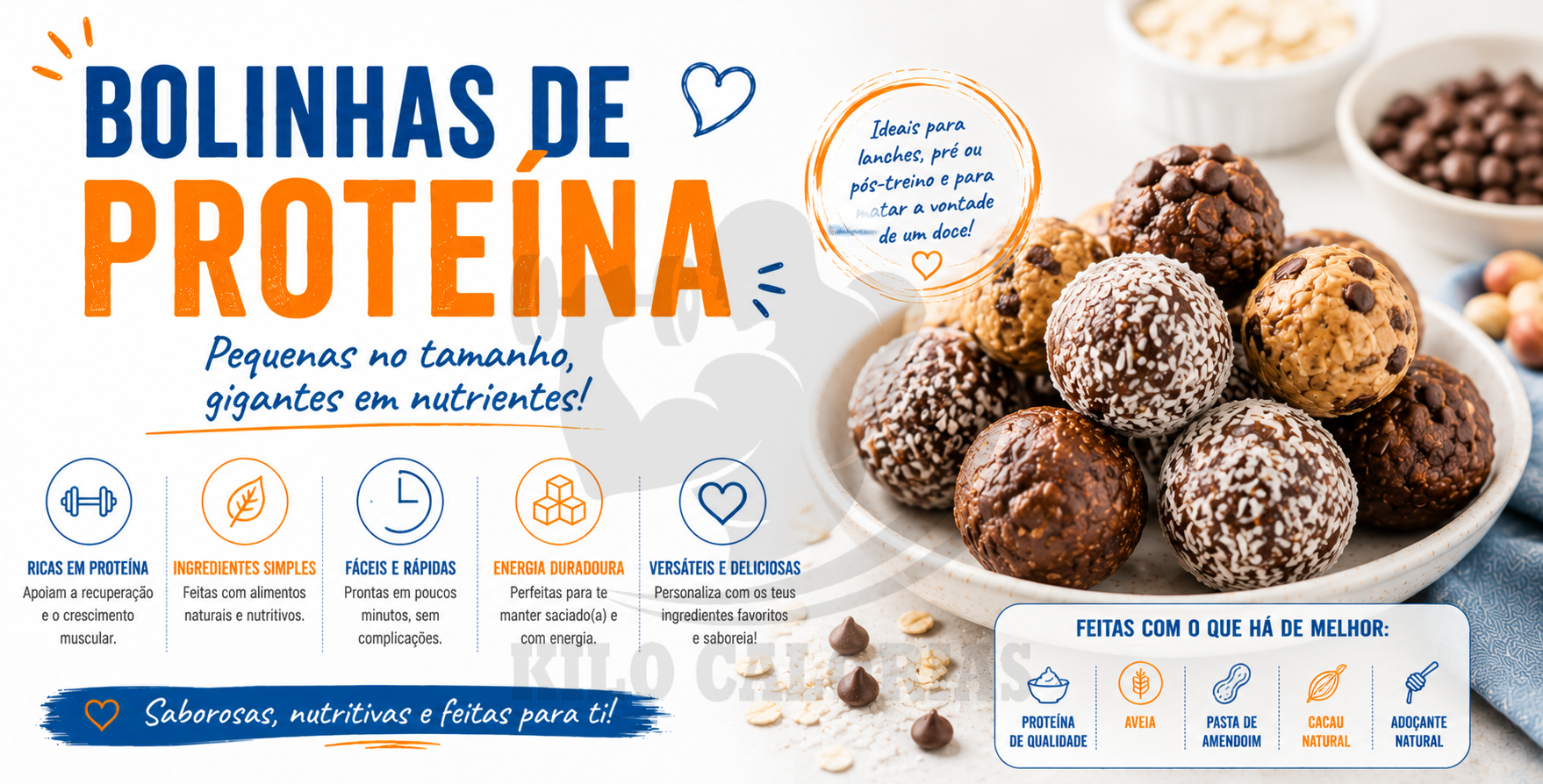 5 Sobremesas e snacks a fazer com a proteína - Bolinhas de Proteína
