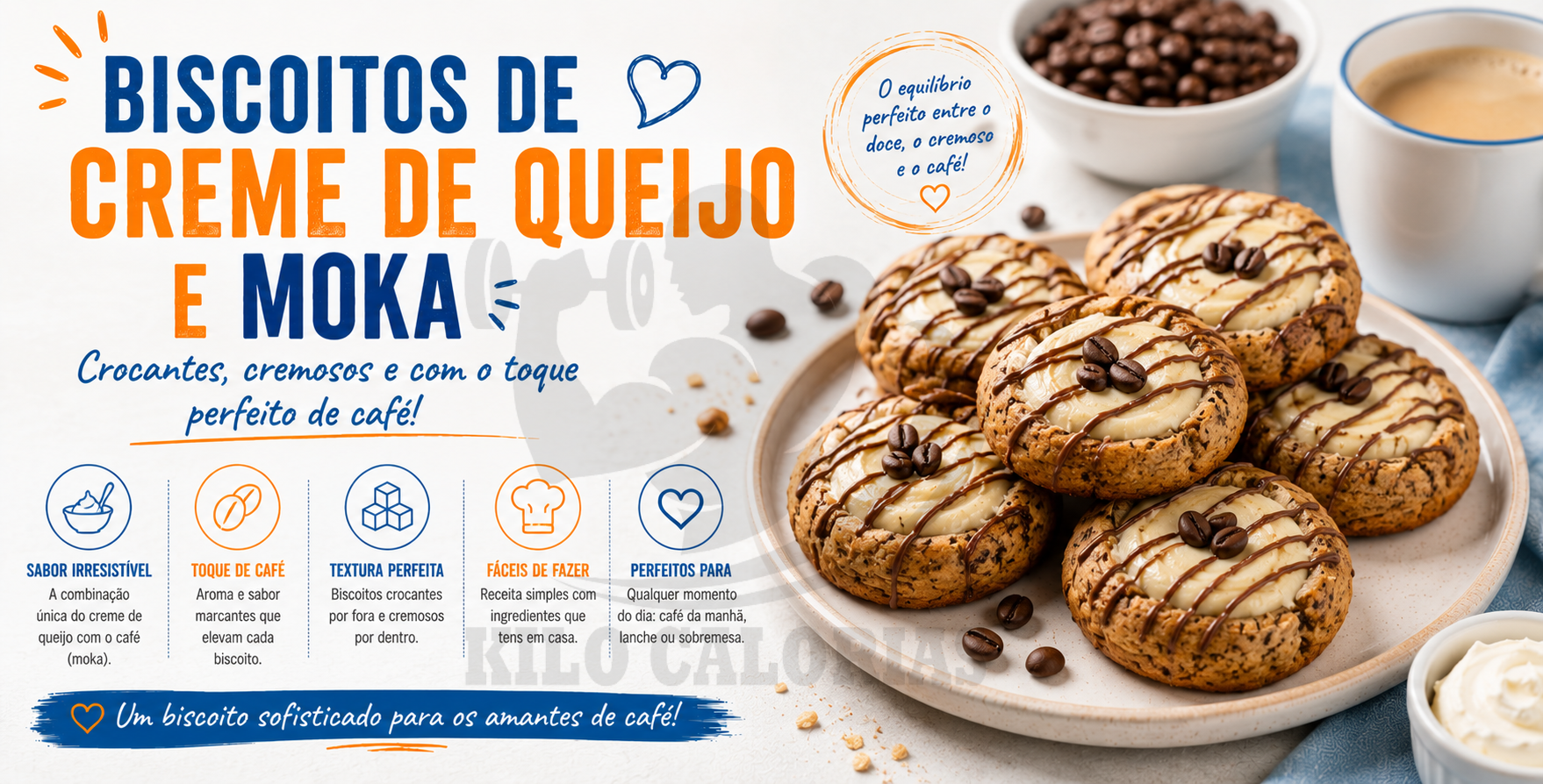 5 Sobremesas e snacks a fazer com a proteína - Biscoitos de creme de queijo e moka