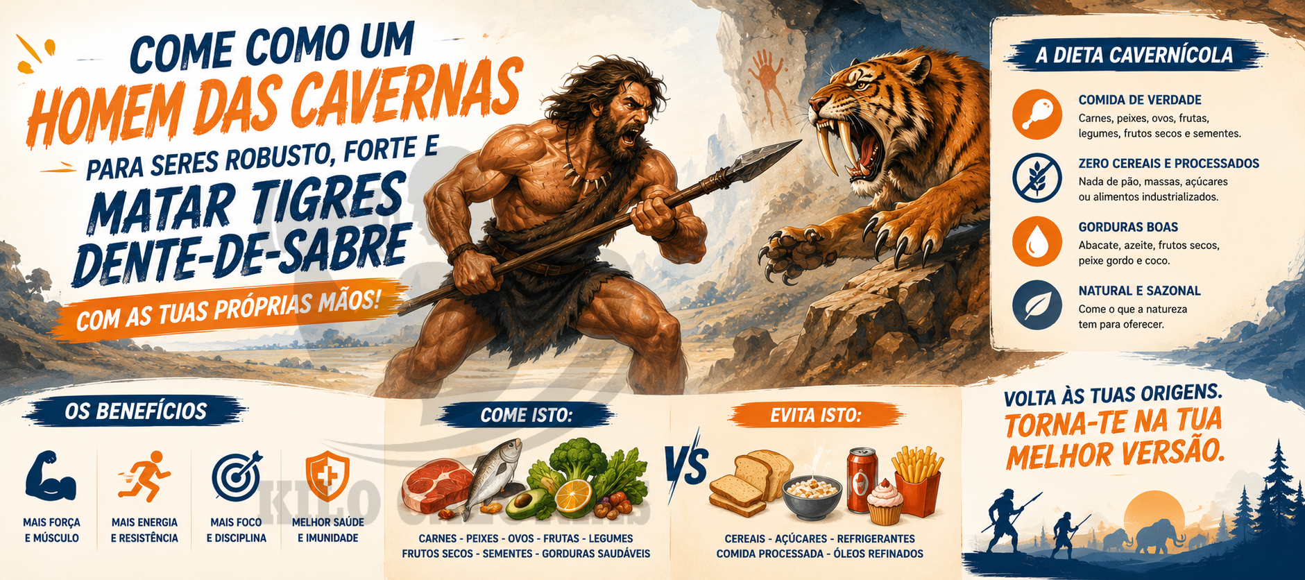 3 má ideias que precisas de parar de repetir sobre dietas e treinos - Homem das cavernas.